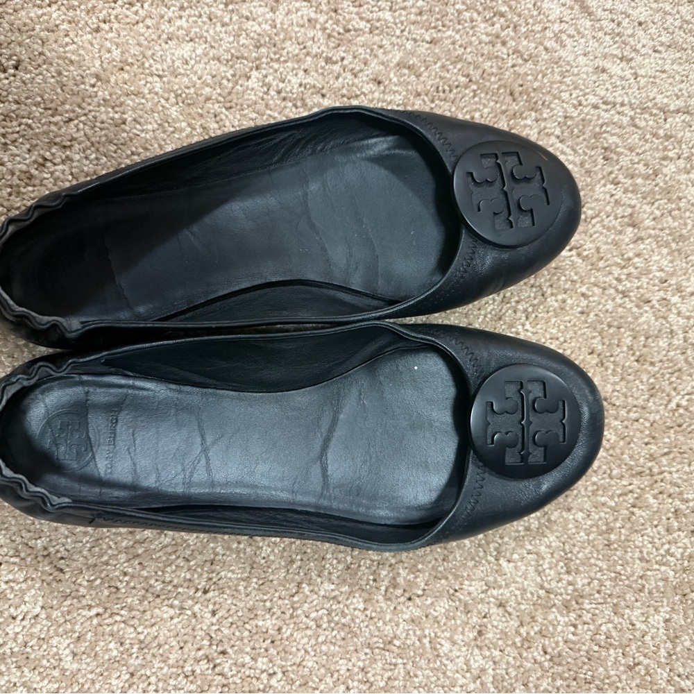 Tory Burch Black Leather Flats
